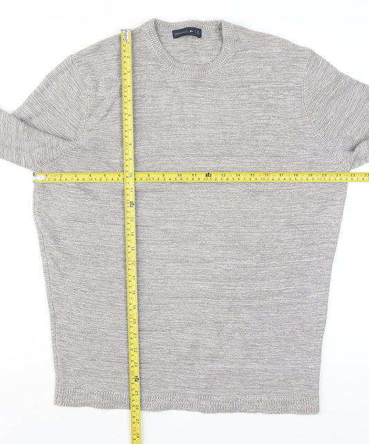 Original Mens Grey Cotton Acrylic Crew Neck Pullover Jumper L
