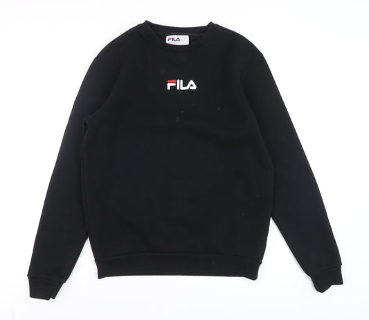FILA Men's Black Crew Neck Logo Sweatshirt Size S Regular Fit