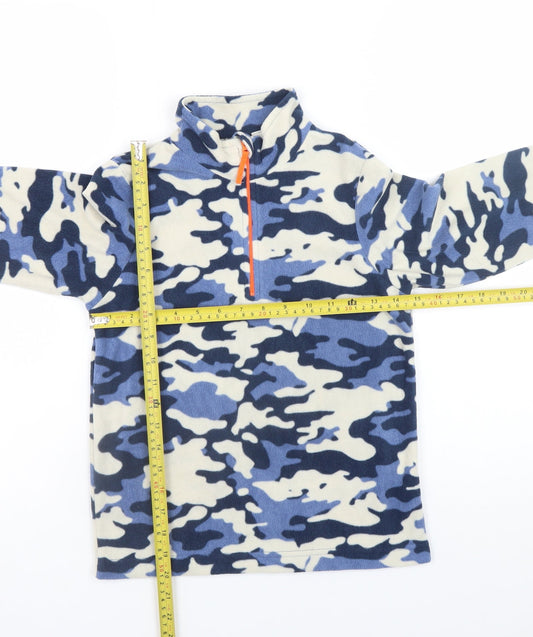 Mountain Warehouse Boys Blue Camouflage Fleece 1/4 Zip Sweatshirt 9-10 Years