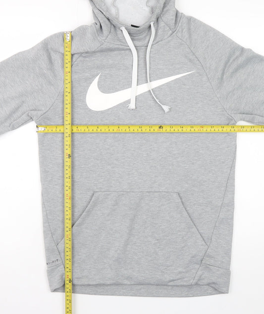 Nike Men's Grey Dri-FIT Pullover Hoodie S Regular Fit Sportswear
