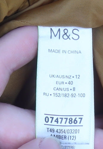 Marks and Spencer Women's Brown Hooded Puffer Jacket Size 12