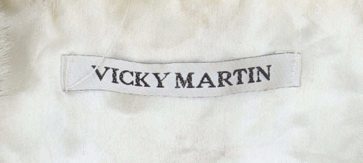 Vicky Martin Womens Beige Faux Fur Waistcoat Size 10 Regular Lined