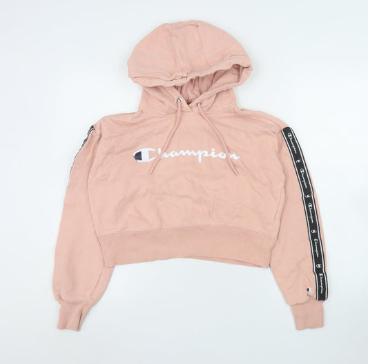 Champion Womens Pink Cropped Pullover Hoodie Small JD Sports