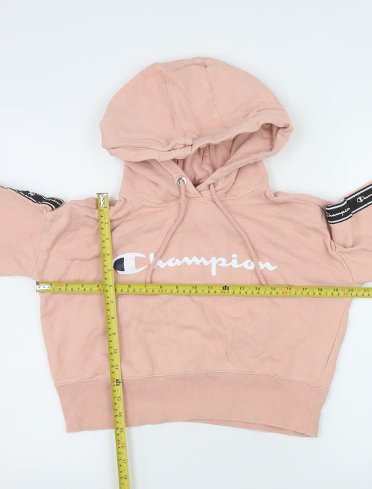 Champion Womens Pink Cropped Pullover Hoodie Small JD Sports