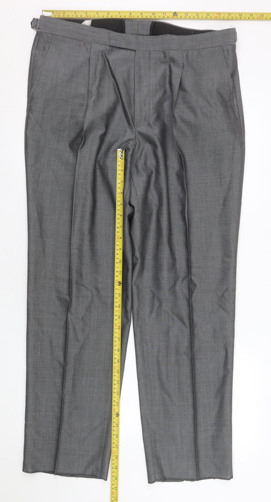 Torre Men’s Grey Pleated Formal Wool Blend Dress Trousers Size 38R