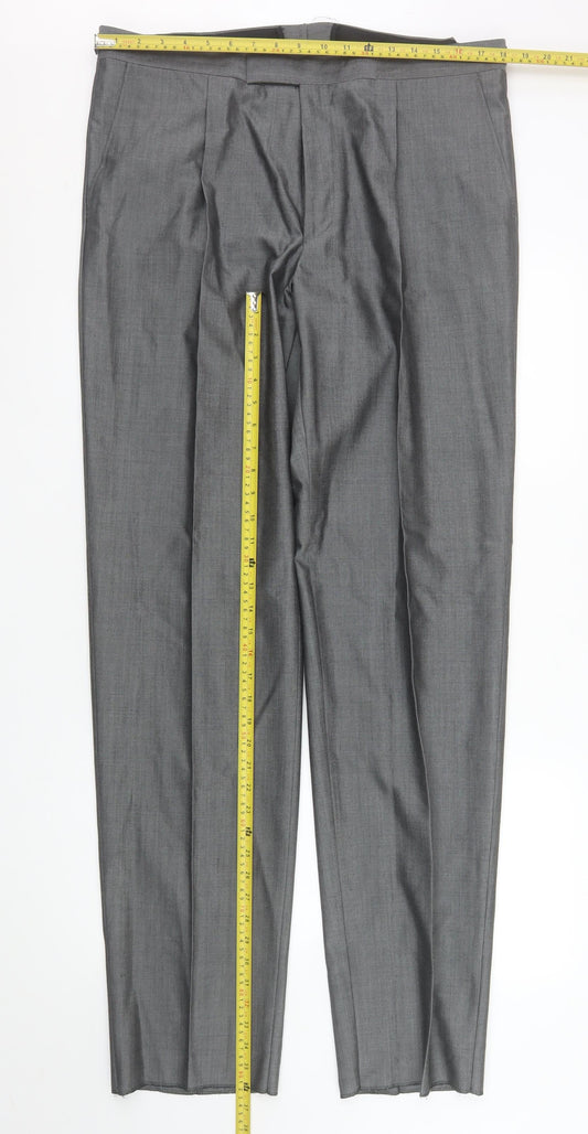 Torre Cerimonia Men's Grey Dress Pants Size XL Wool Blend Pleated Formal Trousers