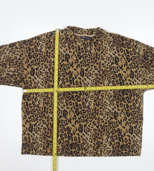 Marks and Spencer Womens Brown Leopard Print Pullover Sweatshirt Size 16