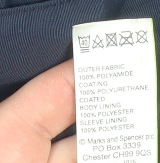 Marks and Spencer Women's Blue Hooded Parka Coat Size 10 Waterproof Longline