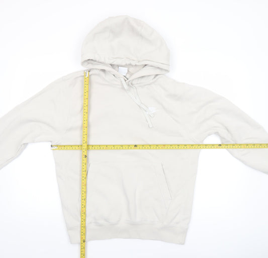 Nike Women Beige Pullover Hoodie Small Cotton Blend Logo Casual