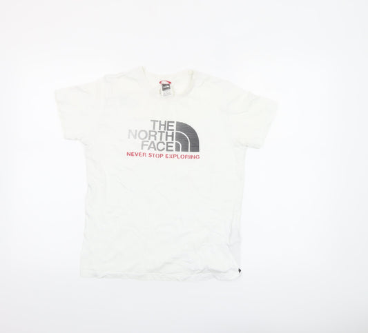 The North Face Boys White Logo Outdoor Graphic Cotton T-Shirt Size L