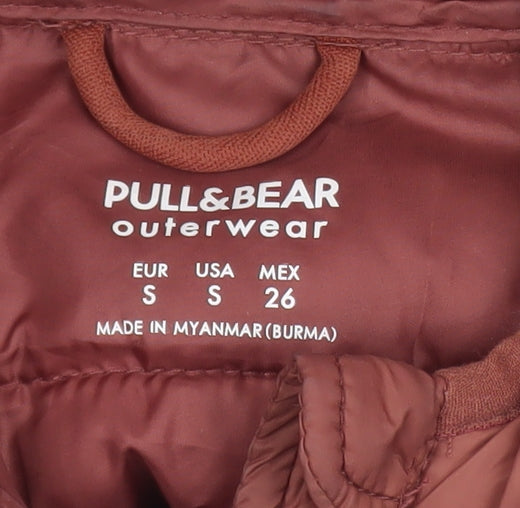 Pull & Bear Women Brown Hooded Puffer Jacket Size 8