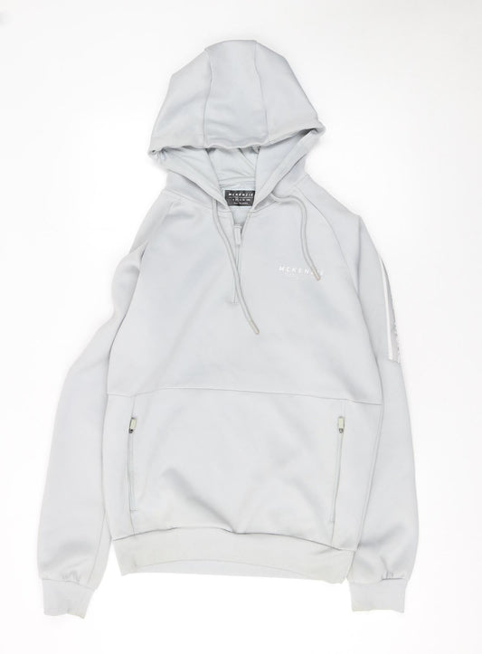 McKenzie Mens Grey 1/2 Zip Hooded Sweatshirt Medium