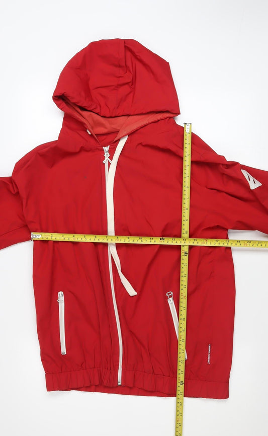 Criminal Damage Men's Red Hooded Windbreaker Jacket Size M