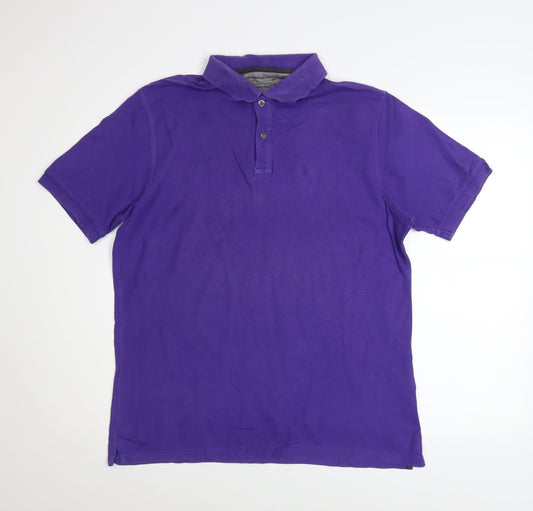 Modern Essentials Men's Purple Regular Fit Cotton Polo Shirt M