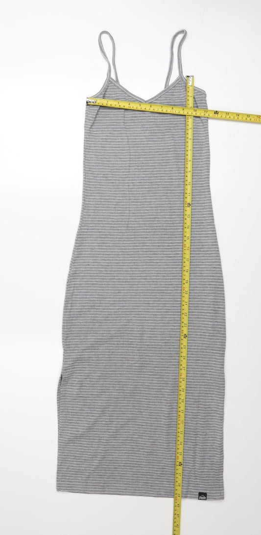 Superdry Women’s Grey Striped Midi Slip Dress XS