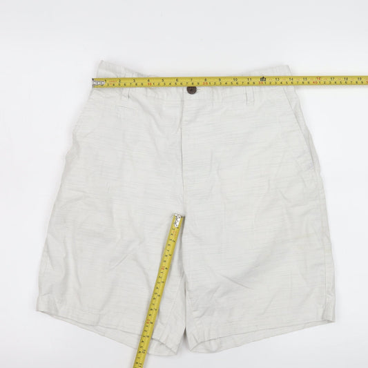 Guidly Men's Beige Chino Shorts Size L Cotton Striped Summer Casual