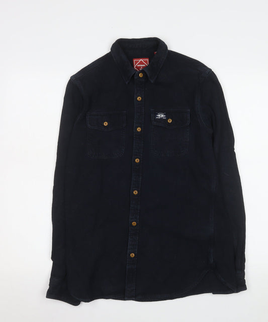 Superdry Men's Blue Cotton Corduroy Button-Up Shirt Size S