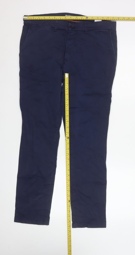LCDN Men's Blue Chino Trousers 36R Cotton Blend Stretch