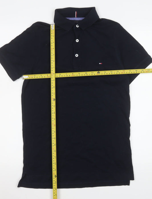 Tommy Hilfiger Men's Black Slim Fit Cotton Polo Shirt Size S