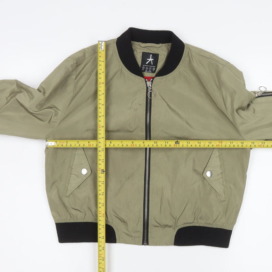 Atmosphere Women Green Bomber Jacket Size 12 Cropped Zip Style