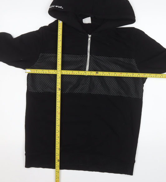 Jack & Jones Men's Black L Hooded 1/4 Zip Basic Jacket