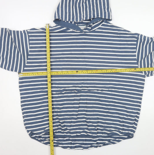 Carolyn Donnelly The Edit Womens Blue White Striped Cotton Hoodie UK L