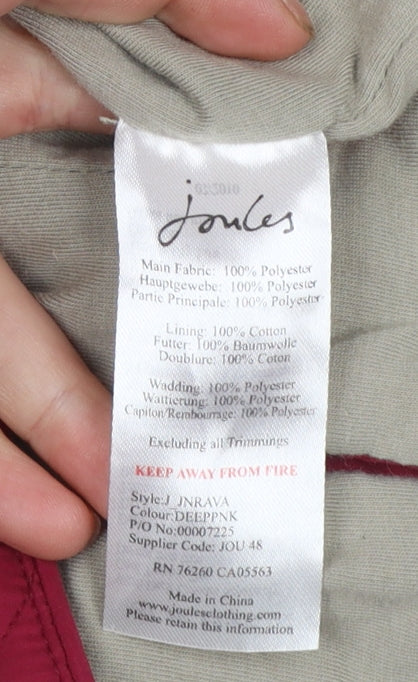 Additional view of Joules girls’ red quilted waistcoat 9-10 years sleeveless button up gilet