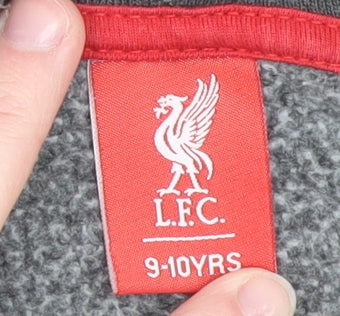 Brand and care label for LFC boys’ grey full zip hoodie 9-10 years cotton blend hooded sweatshirt