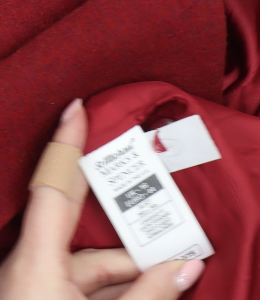 Marks and Spencer Womens Red Wool Blend Mid-Length Coat Size 14