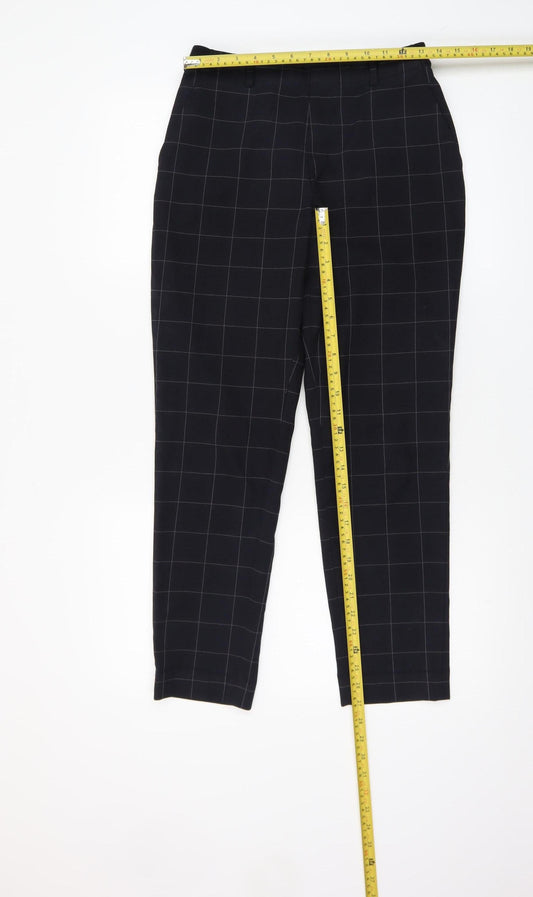 Uniqlo Women's Black Check Slim Tapered Work Trousers Size S