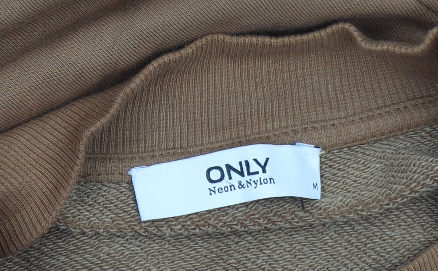 ONLY Women Brown Long Sleeve Basic Crew Neck Top M