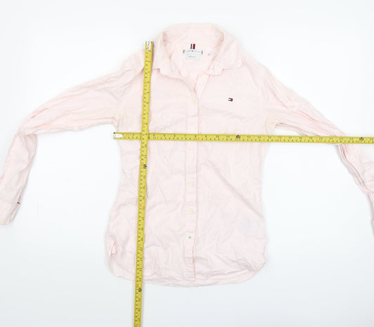 Tommy Hilfiger Women Pink Striped Button-Up Shirt Size 2 Regular Fit