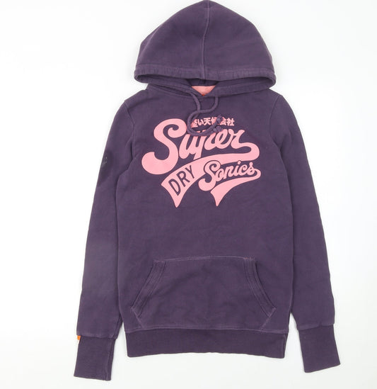 Superdry Women's Purple Pullover Hoodie XS Cotton Blend Graphic