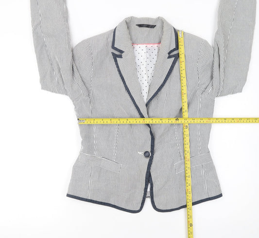 Dunnes Women Blue Pinstripe Single-Breasted Blazer Size 12