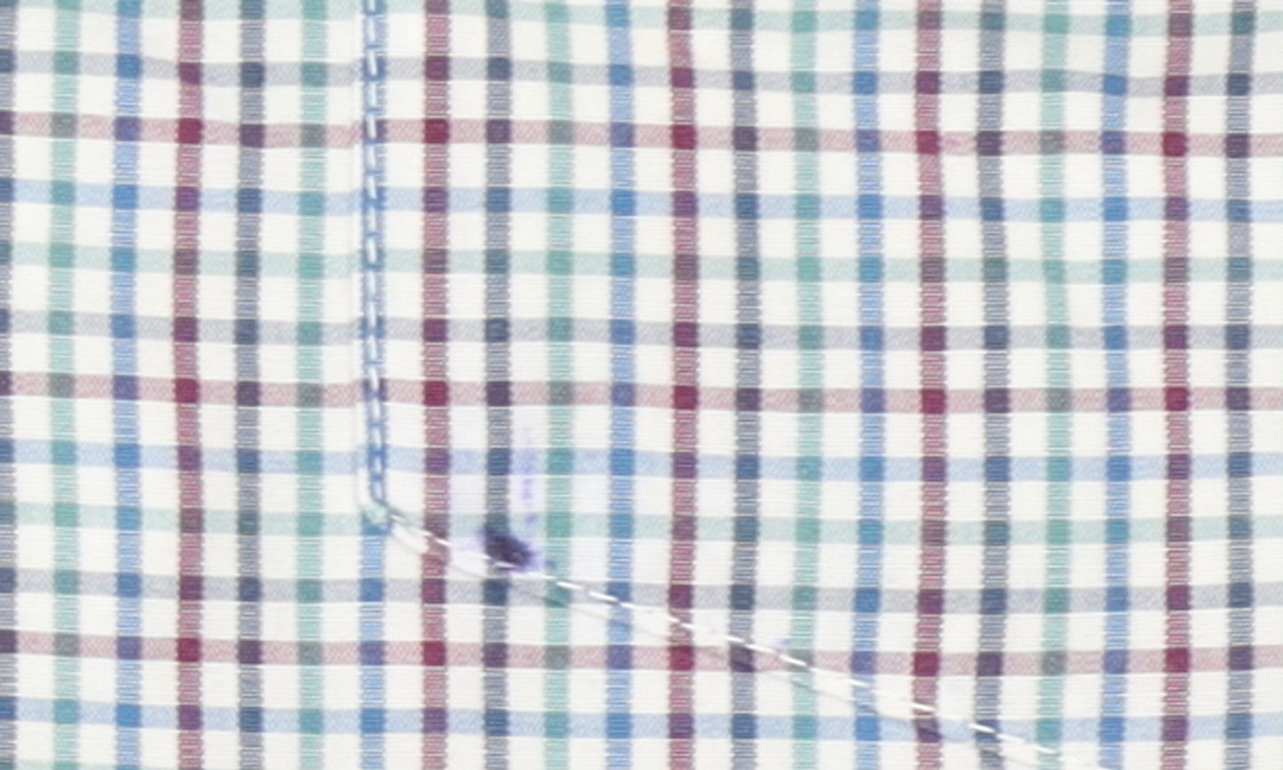 Marks and Spencer Men's Multicoloured Check Short Sleeve Cotton Shirt S