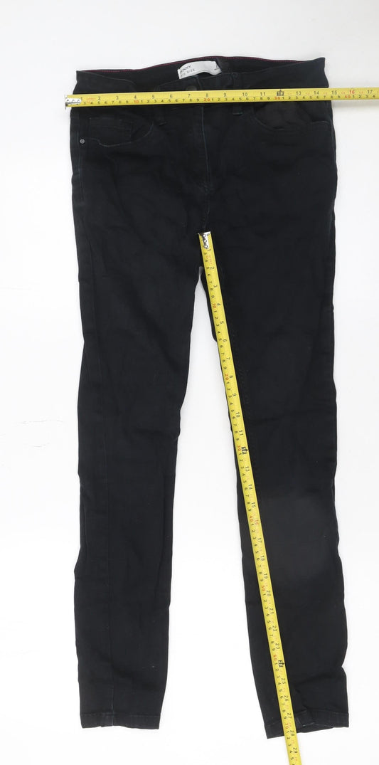 Next Womens Black Skinny Jeans Size 11 Slim Mid Rise Denim Stretch