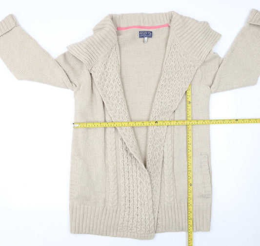Joules Women’s Beige Collared Cable-Knit Cardigan Size M