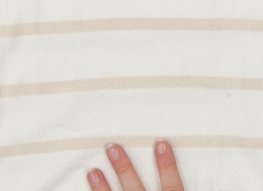 Additional view of Dunnes Women Beige Striped V-Neck Relaxed T-Shirt, size 12