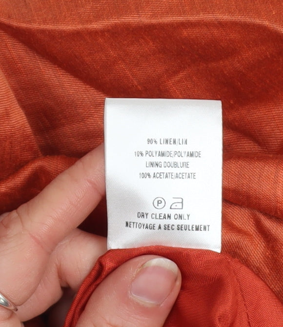 Kaliko Women Orange Linen Blend Short Blazer Jacket Size 14