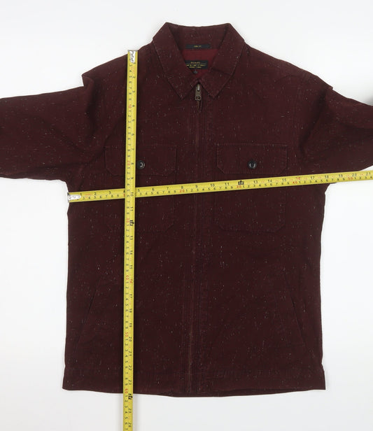 AllSaints Men's Brown Cotton Zip Front Long Sleeve Casual Shirt XS