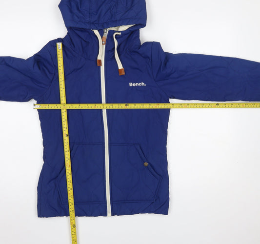 Bench Men's Blue XS Quilted Hooded Full Zip Casual Jacket