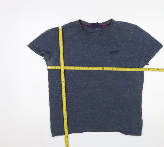 Superdry Men's Blue XL Crew Neck Cotton Logo T-Shirt