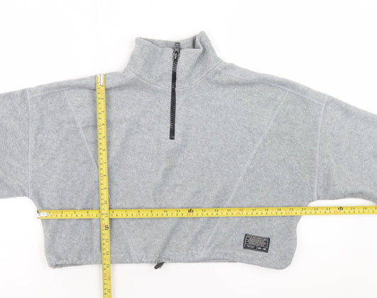 Urban Outfitters Womens Grey 1/4 Zip Cropped Fleece Sweatshirt Size XS