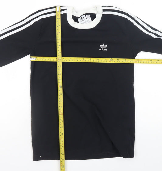 Adidas Women's Black Long Sleeve 3-Stripes Crew Neck T-Shirt XS