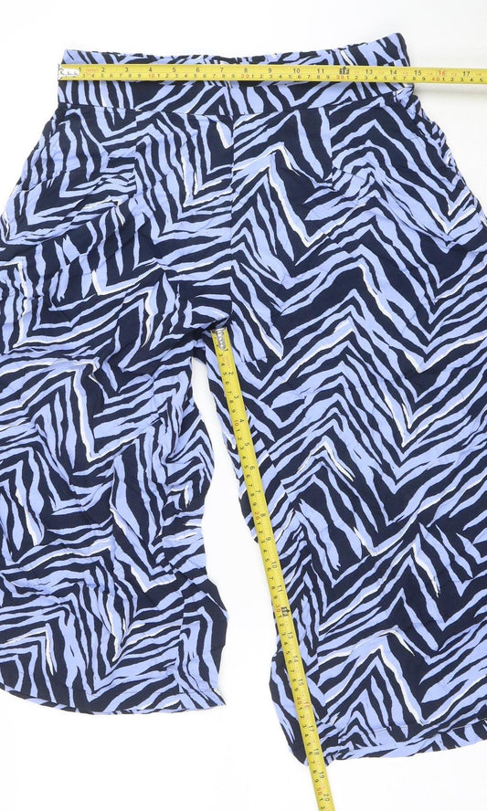 Marks and Spencer Women’s Blue Animal Print Cropped Trousers Size 10