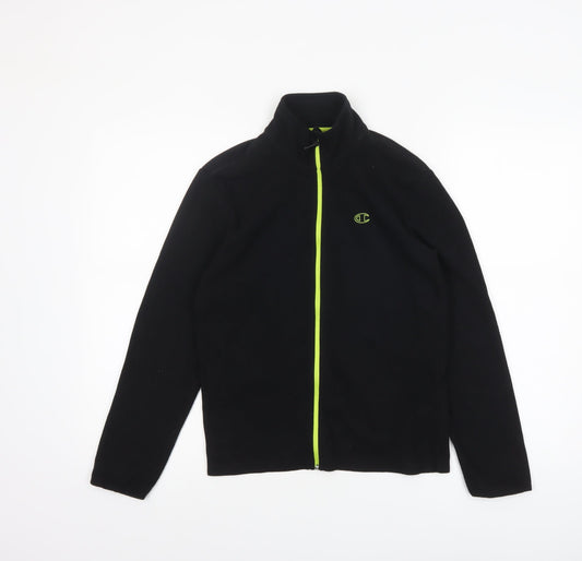 Champion Boys Black Full Zip Fleece Track Jacket Size 11-12 Years