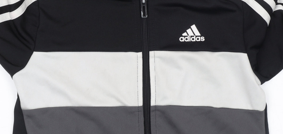 Additional view of Adidas boys’ black track jacket 7-8 years full zip colourblock sportswear