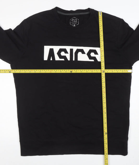 ASICS Men's Black 2XL Crew Neck Graphic Logo Sweatshirt