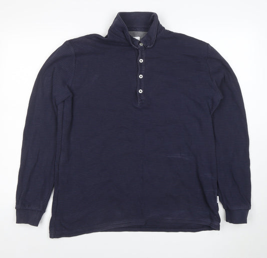 Peter Werth Men's Blue Long Sleeve Cotton Polo Shirt XL