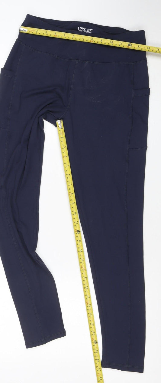 Love My Fashions Women’s Blue M Slim Fit Stretch Active Leggings